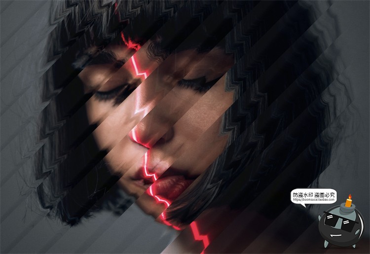 图片[8]-潮流磨砂毛玻璃图片错位折射切割镜像特效海报样机PSD模板PS素材-设计猿