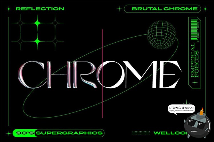 图片[2]-酸性艺术金属光泽镀铬特效字未来风文字3D样机PSD模板PS素材-设计猿