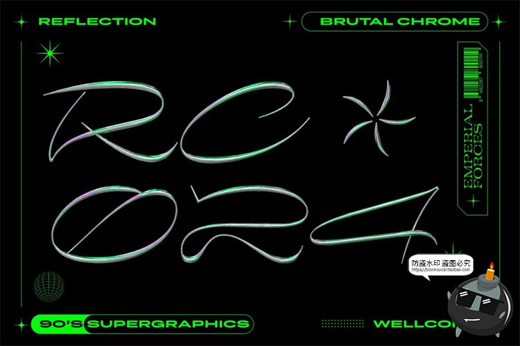 图片[3]-酸性艺术金属光泽镀铬特效字未来风文字3D样机PSD模板PS素材-设计猿