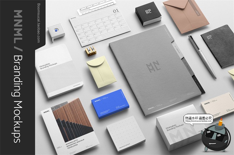 图片[1]-极简排版现代企业文具名片品牌mockups样机vi提案PSD模板PS素材-设计猿