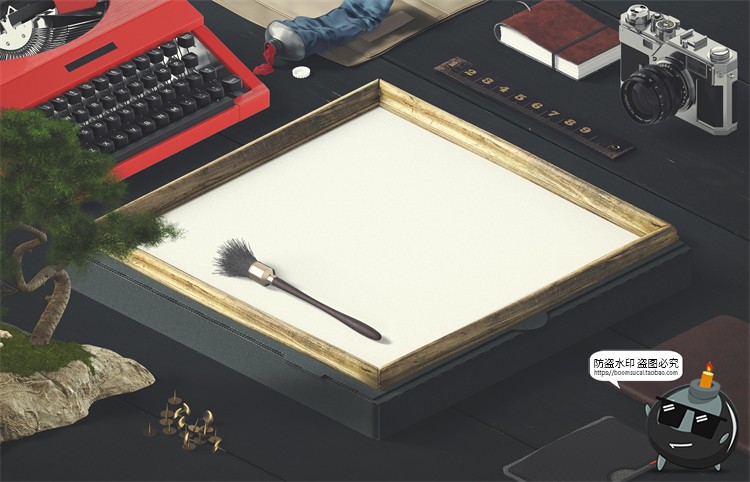 图片[3]-2.5D等距视图场景桌面本子摆件视图作品演示样机PSD模板PS素材-设计猿