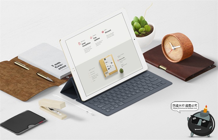 图片[4]-2.5D等距视图场景桌面本子摆件视图作品演示样机PSD模板PS素材-设计猿