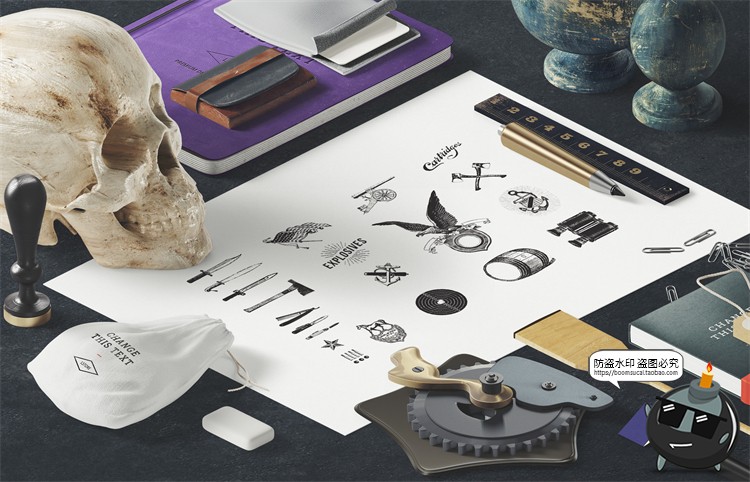 图片[5]-2.5D等距视图场景桌面本子摆件视图作品演示样机PSD模板PS素材-设计猿