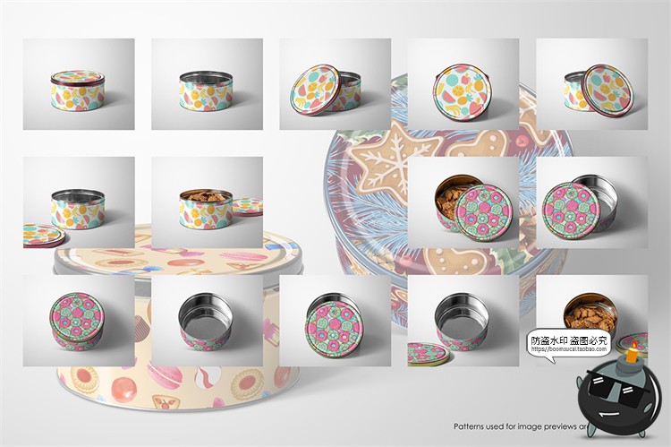 图片[3]-饼干礼物金属铁盒铁罐圆盒零食桶包装mockups样机PSD模板PS素材-设计猿