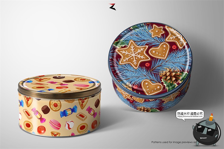 图片[6]-饼干礼物金属铁盒铁罐圆盒零食桶包装mockups样机PSD模板PS素材-设计猿