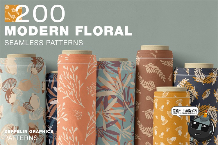 图片[1]-植物花纹森系底纹图案无缝拼接PNG线稿JPG图片AI矢量背景图素材-设计猿