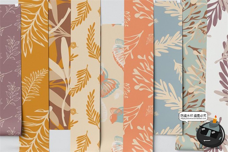 图片[8]-植物花纹森系底纹图案无缝拼接PNG线稿JPG图片AI矢量背景图素材-设计猿