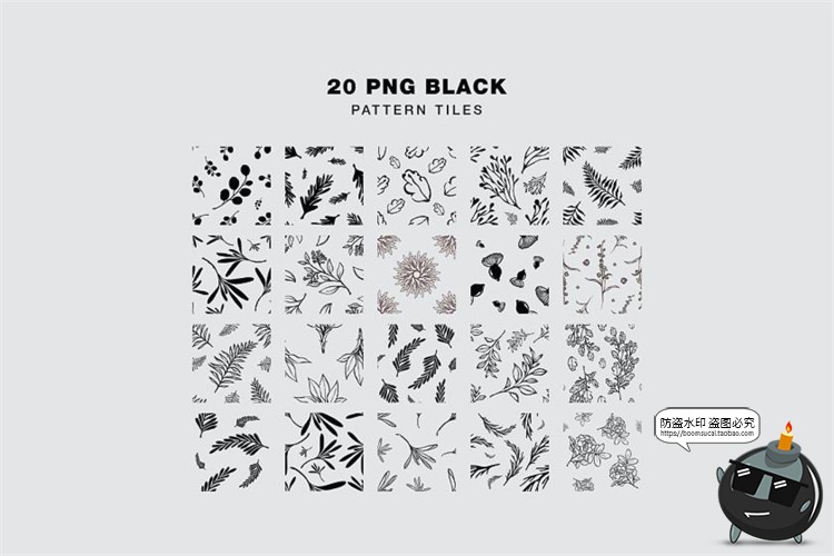 图片[9]-植物花纹森系底纹图案无缝拼接PNG线稿JPG图片AI矢量背景图素材-设计猿