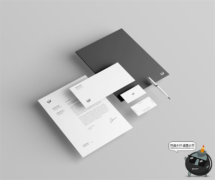 图片[2]-现代企业物料优雅灰色办公文具vi提案样机效果展示PSD模板PS素材-设计猿