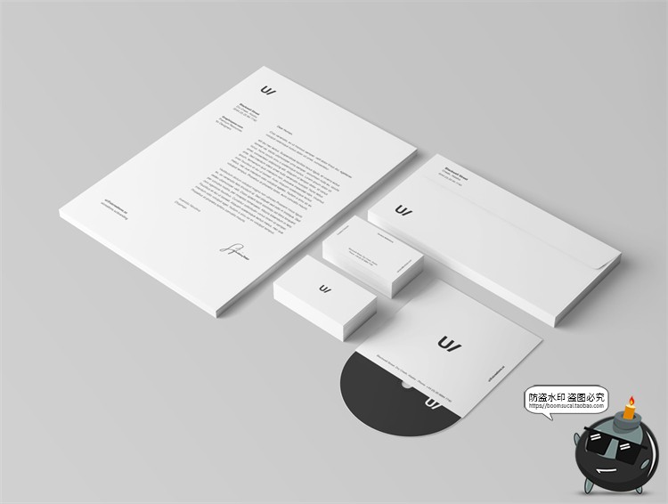 图片[3]-现代企业物料优雅灰色办公文具vi提案样机效果展示PSD模板PS素材-设计猿