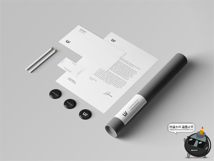 图片[6]-现代企业物料优雅灰色办公文具vi提案样机效果展示PSD模板PS素材-设计猿