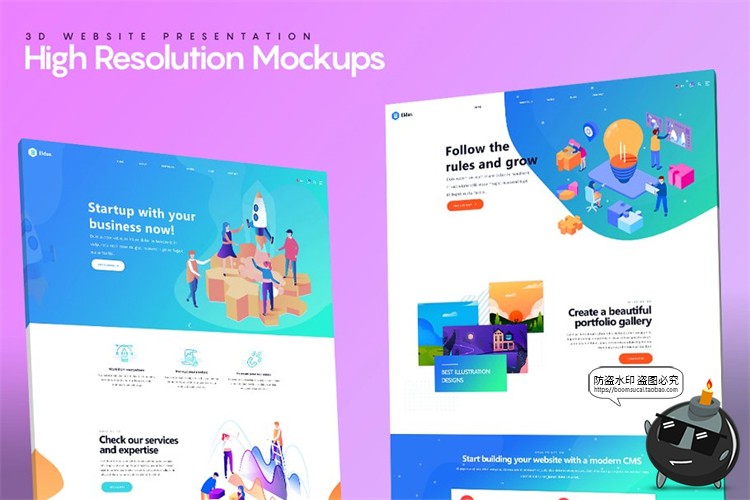 图片[2]-网站网页页面首页效果立体展示演示贴图mockup样机PSD模板PS素材-设计猿