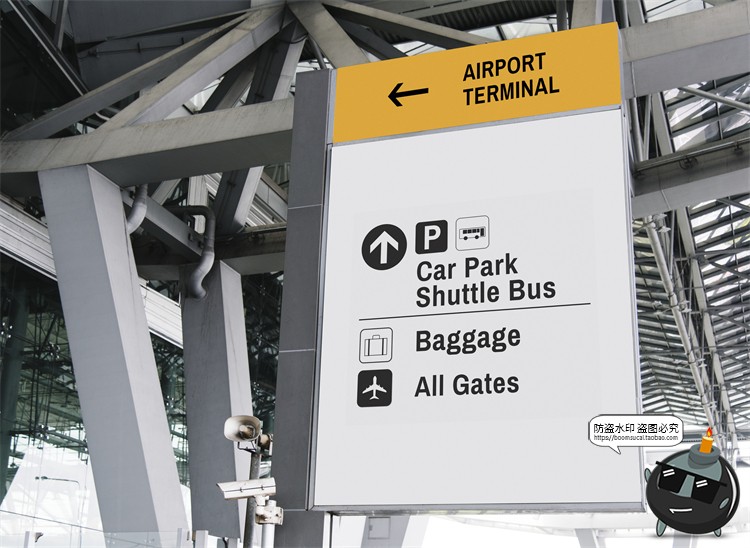 图片[1]-车站商场地铁机场导视系统指示牌指路牌展示样机PSD模板PS素材-设计猿