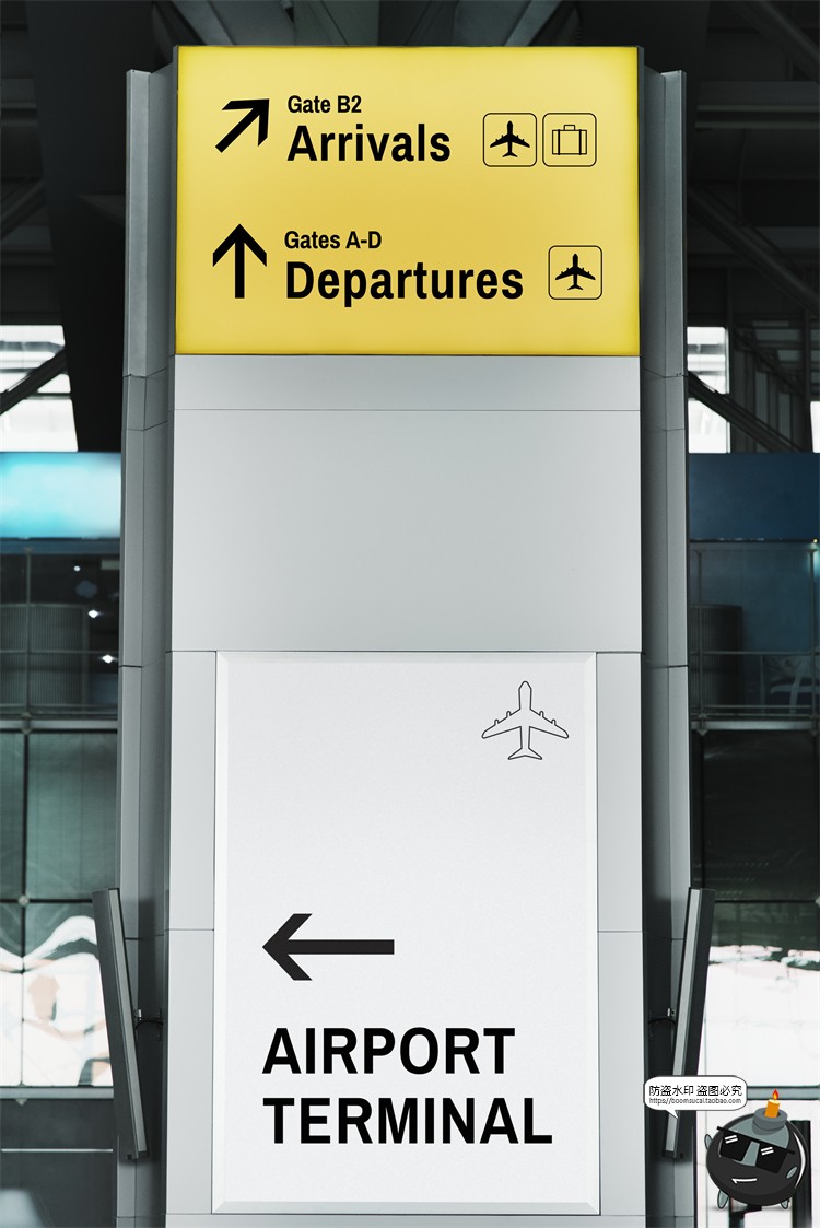 图片[8]-车站商场地铁机场导视系统指示牌指路牌展示样机PSD模板PS素材-设计猿