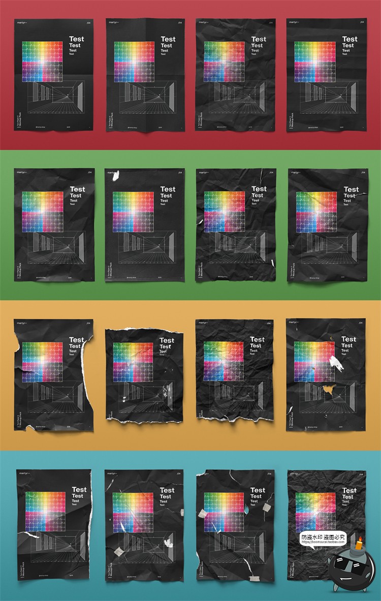 图片[11]-潮流复古破损撕裂褶皱纸张纹效果海报传单贴图样机PSD模板PS素材-设计猿