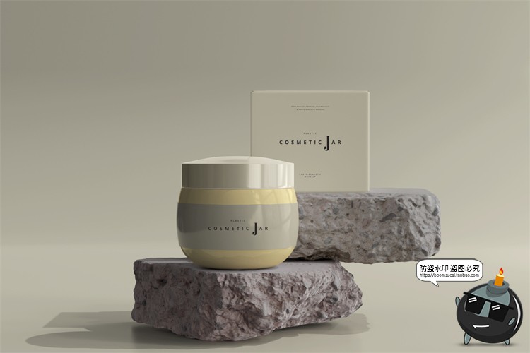 图片[6]-轻奢护肤化妆品面霜包装罐纸盒光影场景展示VI样机PSD模板PS素材-设计猿