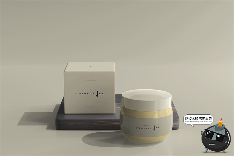 图片[7]-轻奢护肤化妆品面霜包装罐纸盒光影场景展示VI样机PSD模板PS素材-设计猿