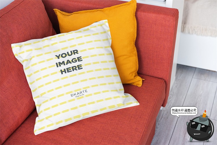 图片[1]-方形抱枕枕头枕套印花效果场景展示贴图Mockup样机PSD模板PS素材-设计猿