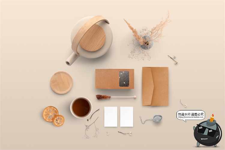 图片[7]-新式茶叶品牌茶壶纸袋包装展示场景智能贴图样机PSD模板PS素材-设计猿