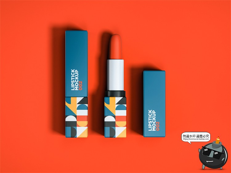图片[1]-方管口红细长条化妆品外观效果展示智能贴图样机PSD模板PS素材-设计猿