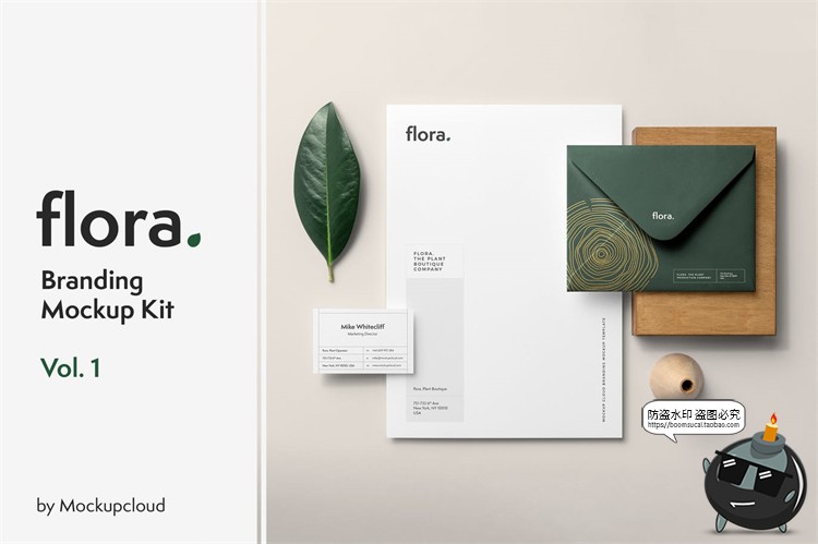 图片[1]-优雅清新邀请函贺卡名片信封信件VI贴图展示效果样机PSD模板素材-设计猿