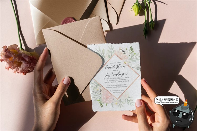 图片[2]-精美婚礼邀请函撕纸请柬明信片卡片信封mockups样机PSD模板PS素材-设计猿