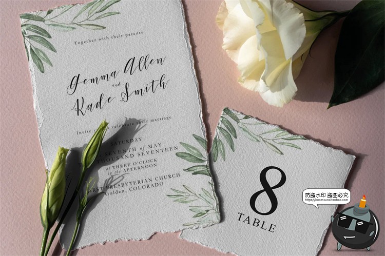 图片[3]-精美婚礼邀请函撕纸请柬明信片卡片信封mockups样机PSD模板PS素材-设计猿