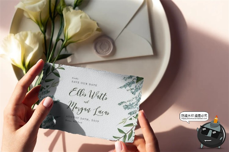 图片[5]-精美婚礼邀请函撕纸请柬明信片卡片信封mockups样机PSD模板PS素材-设计猿