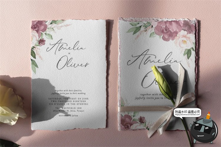 图片[6]-精美婚礼邀请函撕纸请柬明信片卡片信封mockups样机PSD模板PS素材-设计猿