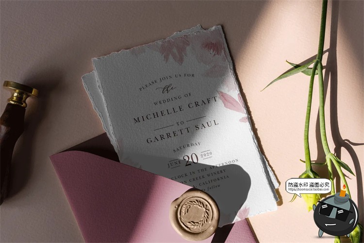 图片[8]-精美婚礼邀请函撕纸请柬明信片卡片信封mockups样机PSD模板PS素材-设计猿