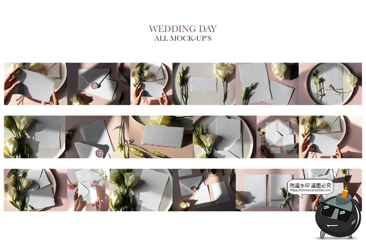 图片[9]-精美婚礼邀请函撕纸请柬明信片卡片信封mockups样机PSD模板PS素材-设计猿