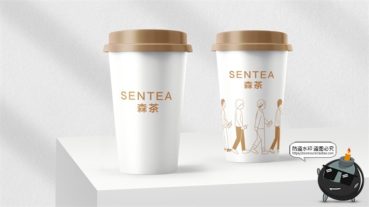 图片[7]-奶茶店品牌连锁VI智能贴图样机logo提案展示效果PSD模板PS素材-设计猿