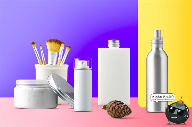 图片[17]-化妆品护肤品瓶罐合集 元素包装VI展示样机PSD模板源文件PS素材-设计猿