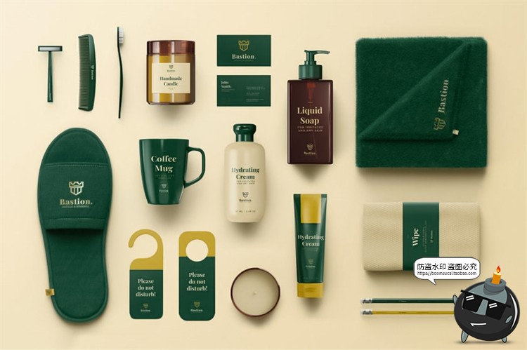 图片[1]-酒店住宿品牌卫浴洗护日常用品VI效果图展示样机PSD模板PS素材-设计猿
