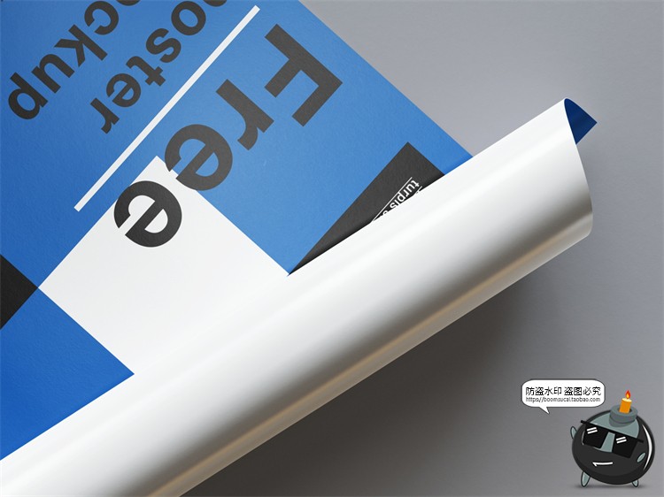 图片[1]-简约卷曲圆筒装海报纸管智能贴图演示背景场景样机PSD模板PS素材-设计猿