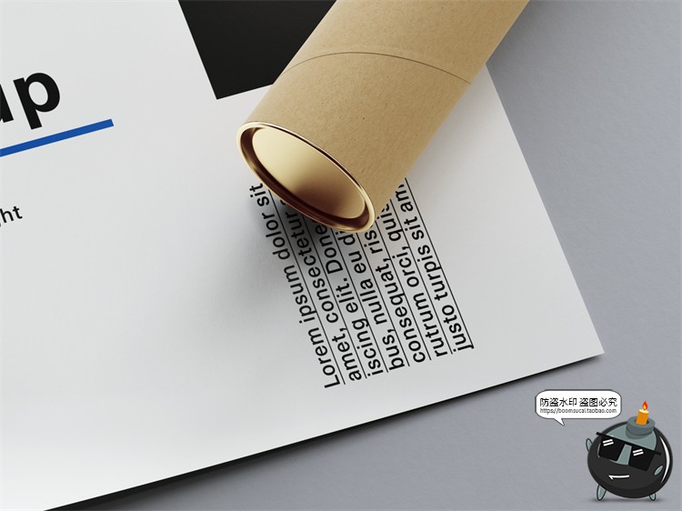 图片[6]-简约卷曲圆筒装海报纸管智能贴图演示背景场景样机PSD模板PS素材-设计猿