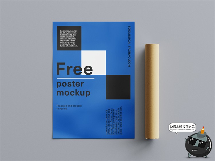 图片[8]-简约卷曲圆筒装海报纸管智能贴图演示背景场景样机PSD模板PS素材-设计猿