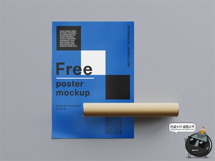 图片[9]-简约卷曲圆筒装海报纸管智能贴图演示背景场景样机PSD模板PS素材-设计猿