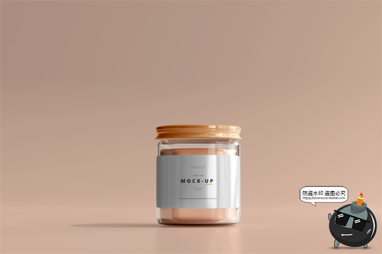 图片[1]-轻奢透明玻璃罐金盖瓶贴包装光阴阴影场景展示样机PSD模板PS素材-设计猿