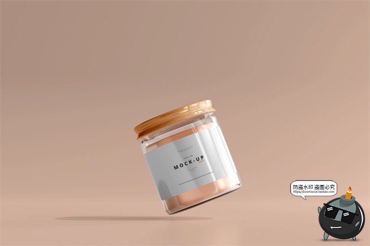 图片[2]-轻奢透明玻璃罐金盖瓶贴包装光阴阴影场景展示样机PSD模板PS素材-设计猿