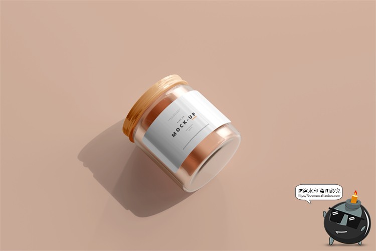 图片[3]-轻奢透明玻璃罐金盖瓶贴包装光阴阴影场景展示样机PSD模板PS素材-设计猿