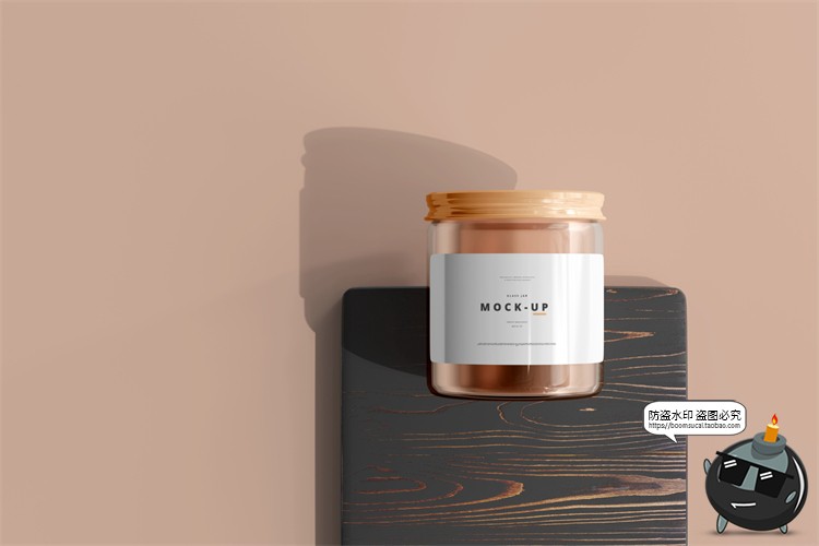 图片[4]-轻奢透明玻璃罐金盖瓶贴包装光阴阴影场景展示样机PSD模板PS素材-设计猿