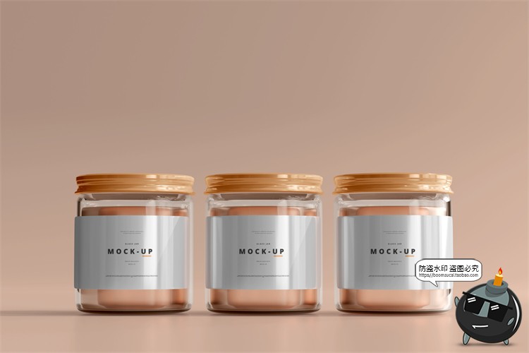 图片[6]-轻奢透明玻璃罐金盖瓶贴包装光阴阴影场景展示样机PSD模板PS素材-设计猿