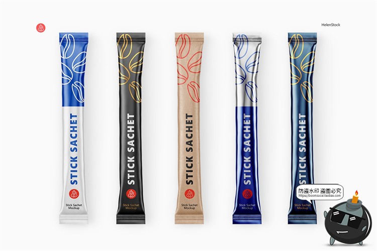 图片[4]-长条形食品包装袋冲泡粉咖啡铝膜内袋智能贴图样机PSD模板PS素材-设计猿