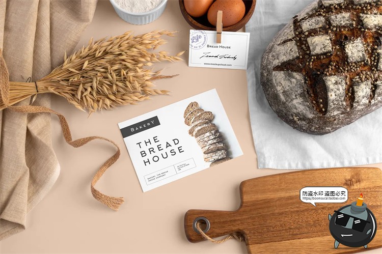 图片[4]-面包品牌烘焙坊下午茶麦子包装场景展示VI提案样机PSD模板PS素材-设计猿