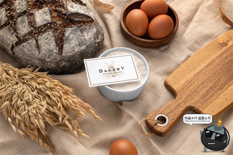 图片[6]-面包品牌烘焙坊下午茶麦子包装场景展示VI提案样机PSD模板PS素材-设计猿