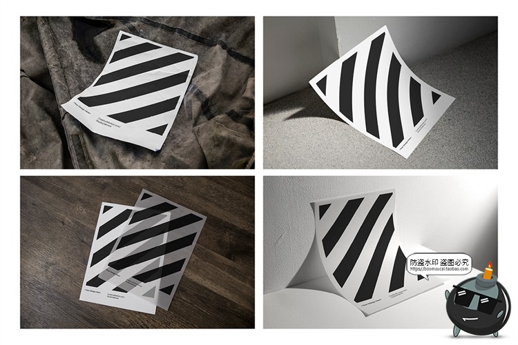 图片[2]-墙壁褶皱传单广告海报水里水中面漂浮纸张效果样机PSD模板PS素材-设计猿