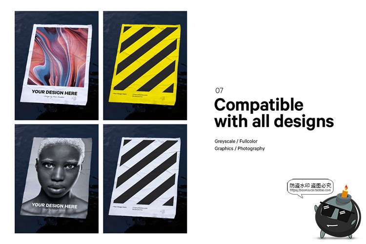 图片[8]-墙壁褶皱传单广告海报水里水中面漂浮纸张效果样机PSD模板PS素材-设计猿