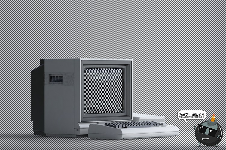 图片[3]-3D复古老物件旧电脑古董大头机CRT显示器屏幕展示样机PSD模板素材-设计猿