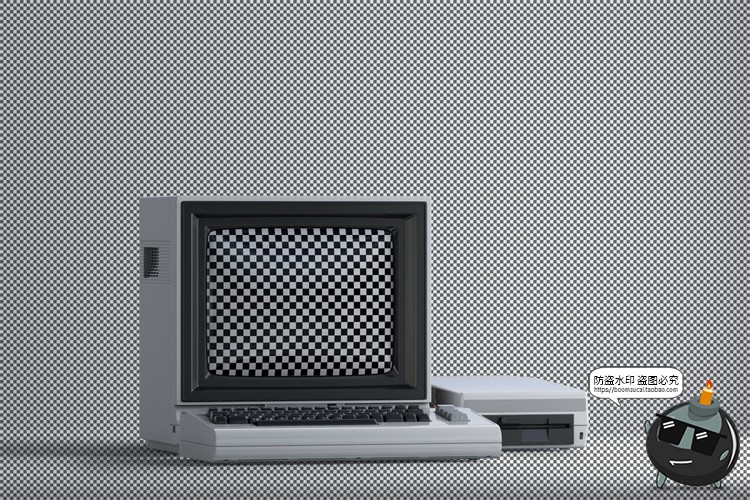图片[5]-3D复古老物件旧电脑古董大头机CRT显示器屏幕展示样机PSD模板素材-设计猿
